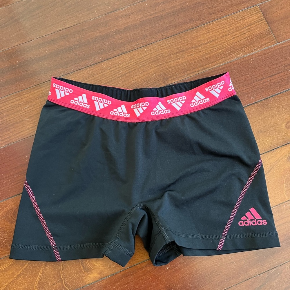 Adidas Black and Pink Legging Shorts
